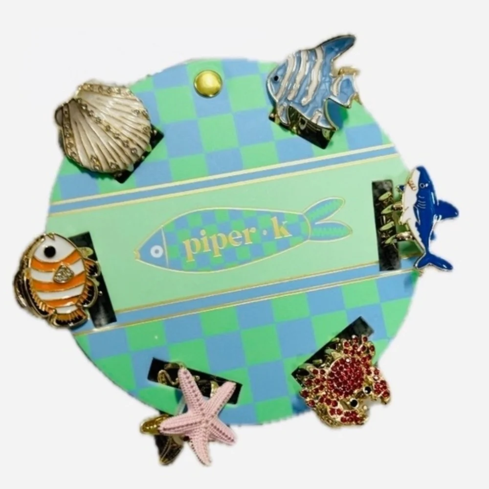 🐟▪️Piper K ▪️Ocean Nautical Theme Haor Claw Mini Set Of 6 Clips
